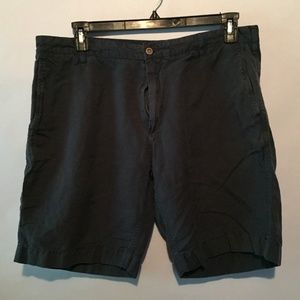 FAHERTY Blue Shorts Flat Front Linen Blend 36